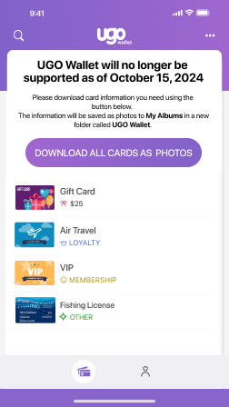 Download cards screen